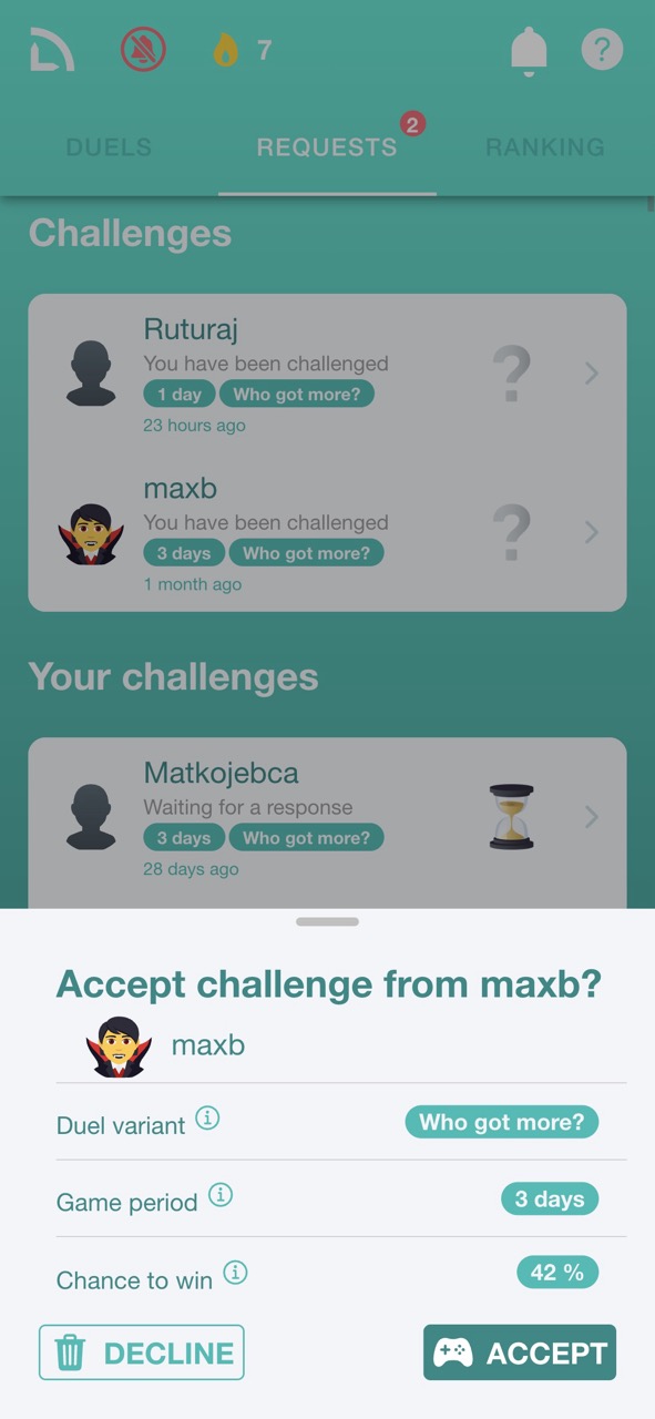 Écran de défi en duel de LOGIK Duell